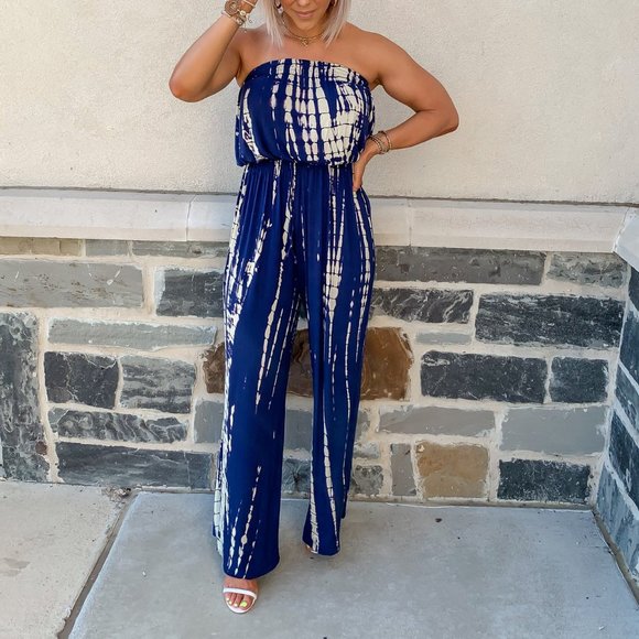High Tide Off The Shoulder Jumpsuit - Picture 1 of 7